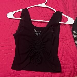 Sleek Black Ruched Crop Top